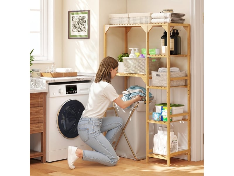  Meuble de rangement pour lave-linge 100x40x157 cm 7 niveaux bois naturel  - Conforama C