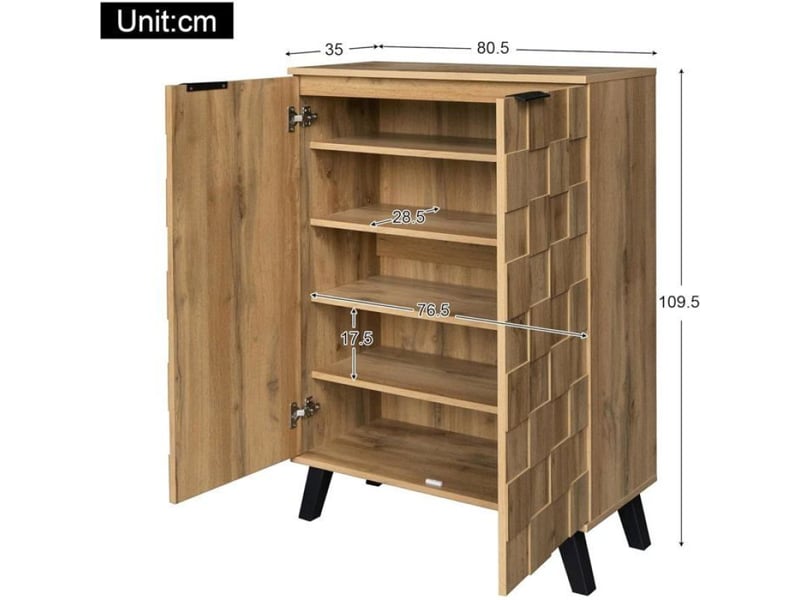 Meuble à chaussures moderne avec 5 compartiments - dimensions : 80,5 x 35 x 109,5 cm - étagères réglables  - Conforama C
