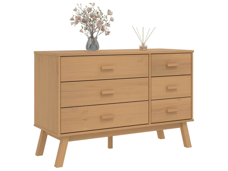  Armoire à tiroirs, commode olden marron bois de pin solide shl51005  - Conforama D