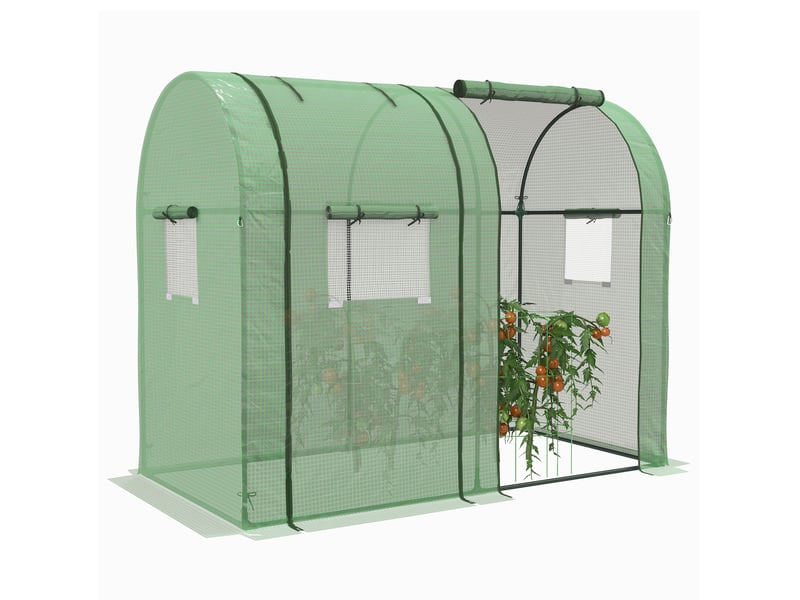  Serre de jardin tunnel 185x94x150 cm – verte – 2 portes enroulables, fenêtres latérales et protection uv  - Conforama A