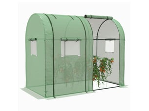 Serre de jardin tunnel 185x94x150 cm – verte – 2 portes enroulables, fenêtres latérales et protection uv