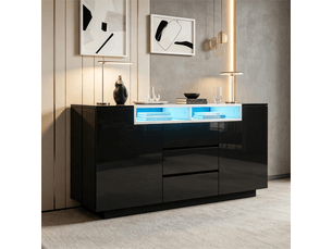 Buffet 2 porte(s)  3 tiroir(s) PEXCHO  - 140 cm coloris noir 