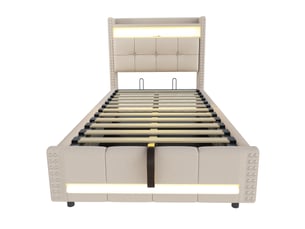 Lit coffre 90x200 cm MAISONORA coloris beige