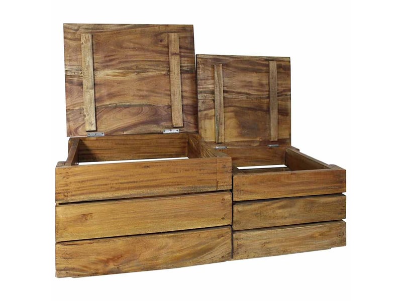 Ensemble de caisse de rangement 2 pcs bois d'acajou massif - Conforama A