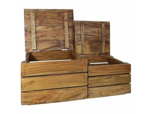 Ensemble de caisse de rangement 2 pcs bois d'acajou massif