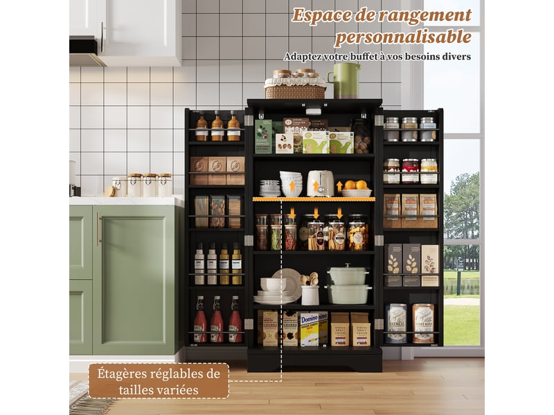  Meuble de cuisine muvano, armoire de cuisine noire 2 portes avec led, 60 x 40 x 120 cm  - Conforama R