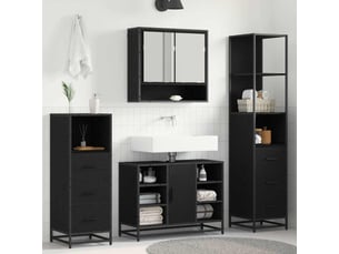 Ensemble de mobilier de salle de bain 3 pièces chêne noir cf64465