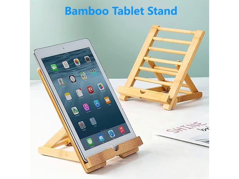 Support de tablette et téléphone portable en bambou – pour bureau - Conforama D