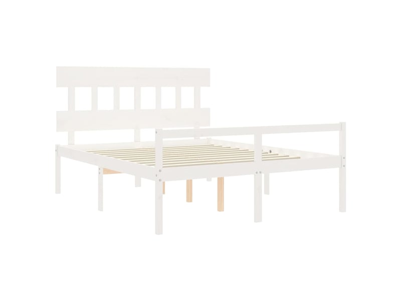  Lit double- lit adulte -  lit pour personne âgée sans matelas blanc 160x200cm bois massif  - Conforama D