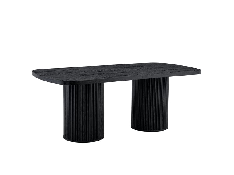  Table à manger ovale, finition noire, design simple, mdf avec effet bois, piètement cannelé, pour 6 personnes, grande taille  - Conforama A
