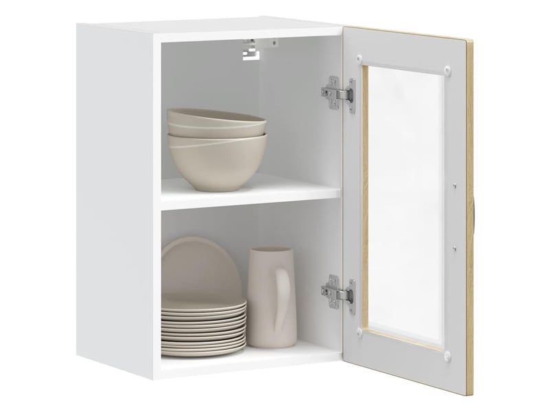  Armoire murale de cuisine et porte en verre porto chêne sonoma shl4384  - Conforama E