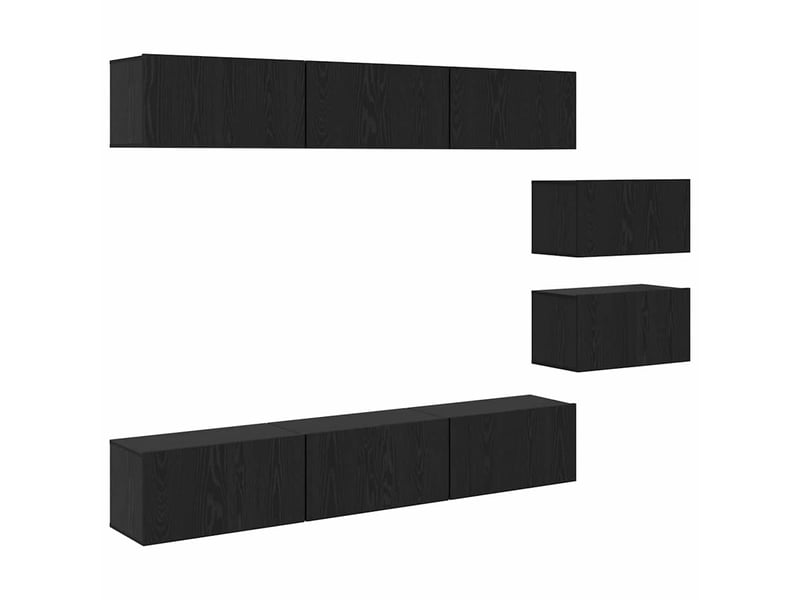  Ensemble meuble tv - banc tv - meuble de rangement 8 pcs chêne noir bois d'ingénierie  - Conforama A