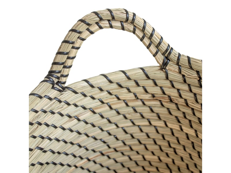  Panier de rangement rond jonc de mer naturel et noir 33 x 33 x 27 cm 62874 - Conforama E