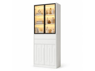 Vitrine coloris blanc 5 étagère(s) HOMVRA - 70 cmx180 cm