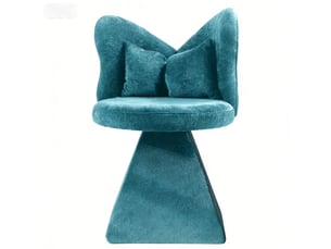 Chaise de salle à manger pivotante sans accoudoirs, dossier papillon en velours chenille bleu, 52 × 52 × 46 cm