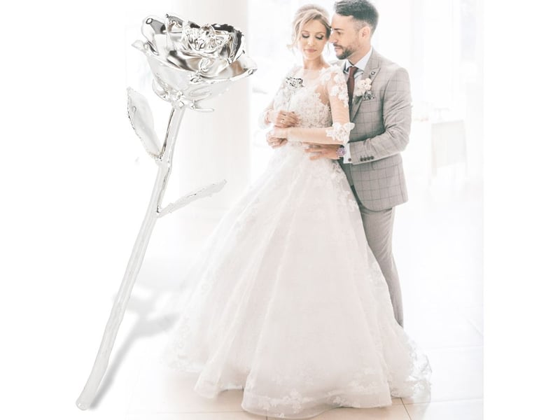 Fleur artificielle argentée 24k avec tige longue et feuilles - décoration maison luxe - Conforama E