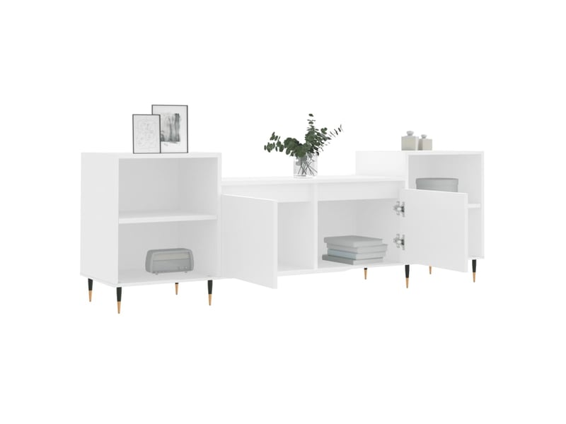  Meuble tv - banc tv - meuble de rangement blanc 160x35x55 cm bois d'ingénierie  - Conforama D