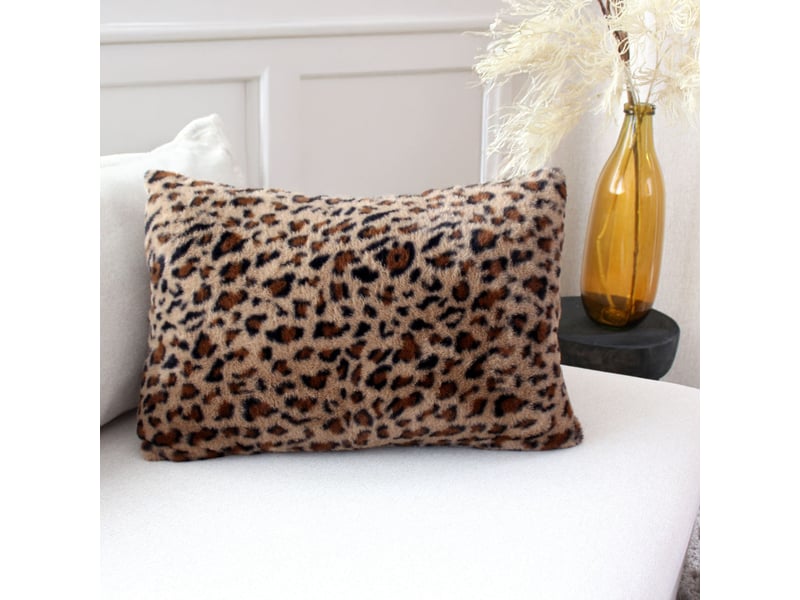  Coussin léopard effet fourrure 40 x 60 cm – coussin décoratif - 40x60cm - noir  - Conforama A