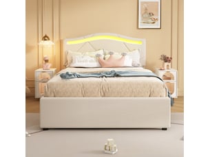 Lit simple 90x200 cm <strong>MODFU</strong>  <strong></strong> coloris beige