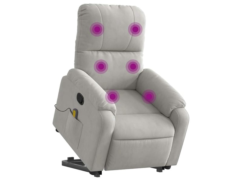  Fauteuil inclinable de massage, fauteuil relax gris clair tissu microfibre shl91948  - Conforama C