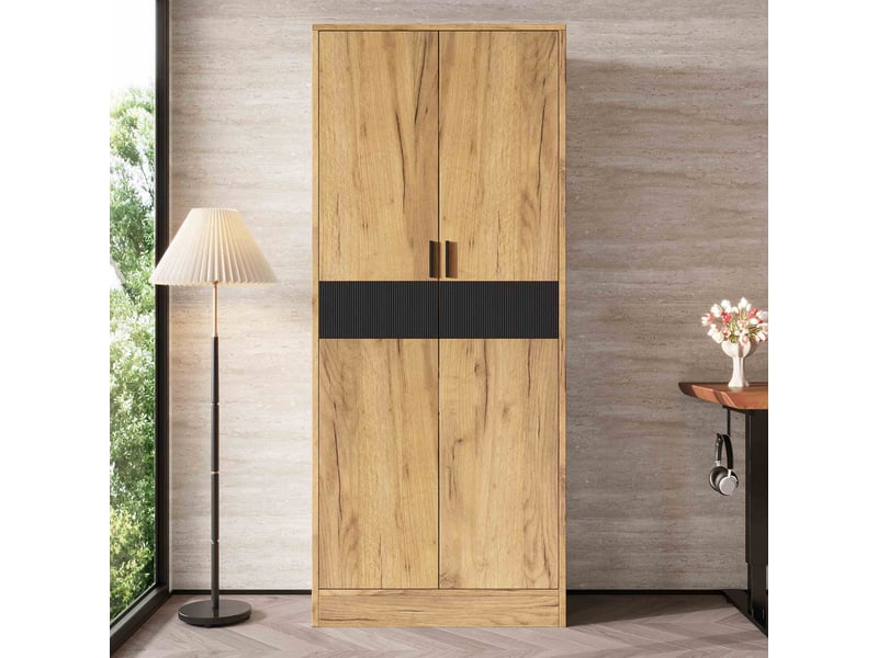  Bibliothèque 60x35x160 cm avec portes, étagères réglables, meuble de rangement pour livres et documents, armoire salon bureau - pb-chêne  - Conforama B