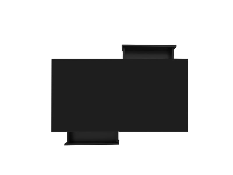  Table basse avec 2 tiroirs, 2 niches et led pour salon en panneaux de particules 95×50×42,5 cm noir  - Conforama D