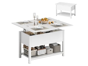Table basse relevable et extensible avec rangements mdf blanc 100x45x50,5 cm