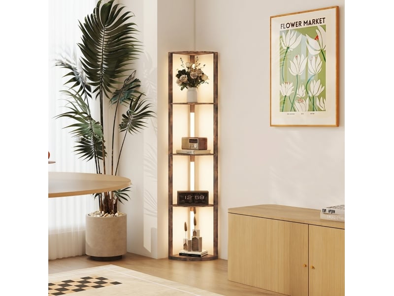 Lampadaire led 41x29,5x163,5 cm réglable mdf marron rustique  - Conforama B