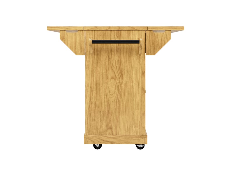 Desserte de cuisine 142,5 x 80 x 95 cm marron naturel mdf, plateaux rabattables et roulettes freinées - Conforama E