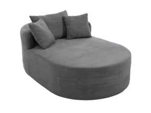 Fauteuil relax velours côtelé, fauteuil 1 place gris foncé avec assise profonde, design ovale moderne pour salon et chambre.