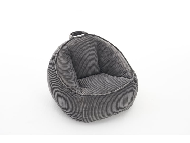  Pouf enfant,69x72x51 cm,avec dossier enveloppant,velours côtelé,gris clair  - Conforama A