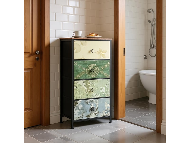  Commode modèle vintage, meuble chevet, armoire latérale, rangement polyvalent 1 pièce  - Conforama E