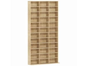 Rangements pour cd et dvd, étagère rangement 1116 cd528 dvd, 36 compartiments et étagères réglables, chêne