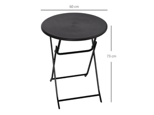 Table à manger ø 60 cm format rond pliante effet bois décoratif gris foncé