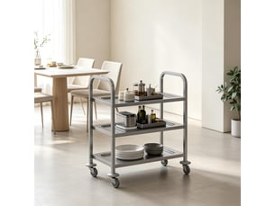 Desserte de cuisine à roulettes en acier inoxydable 3 niveaux 90.5 x 50.5 x 88.2 cm