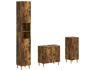 Ensemble de meuble de salle de bain 3 pièces delft chêne fumé cf63379