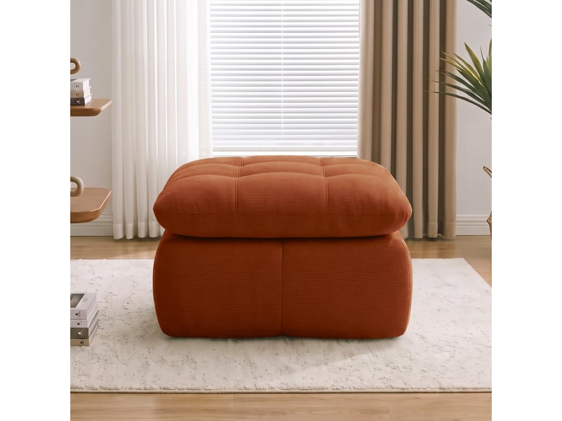 Pouf de salon - pouf chenille orange, 72.5 x 63 x 50 cm, modulable, pour salon, revêtement en chenille de haute qualité et doux - Conforama C