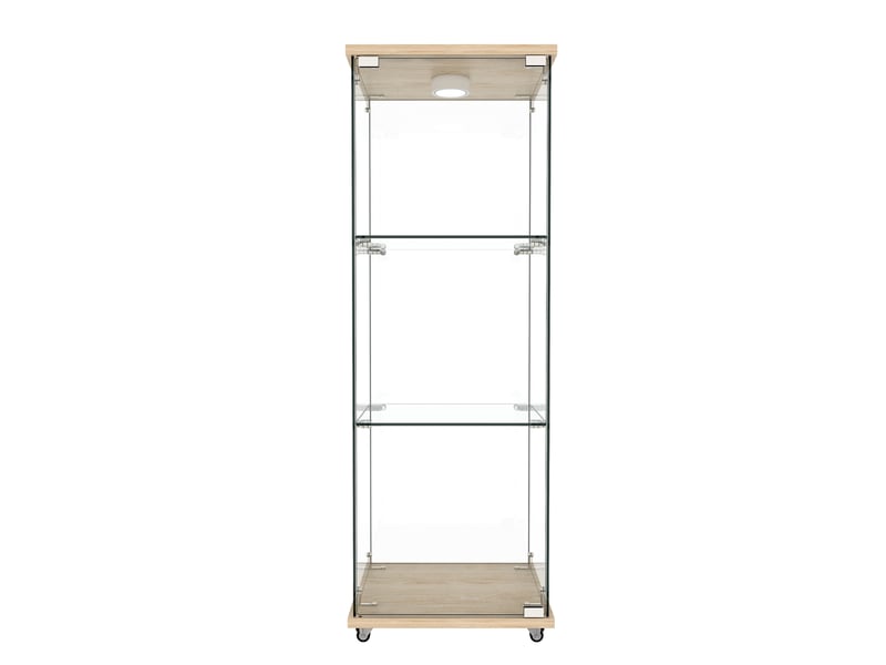 Vitrine 1 porte 3 niveaux avec led mdf et verre effet bois 42.5x36.5x120 cm W5093P396415 - Conforama A