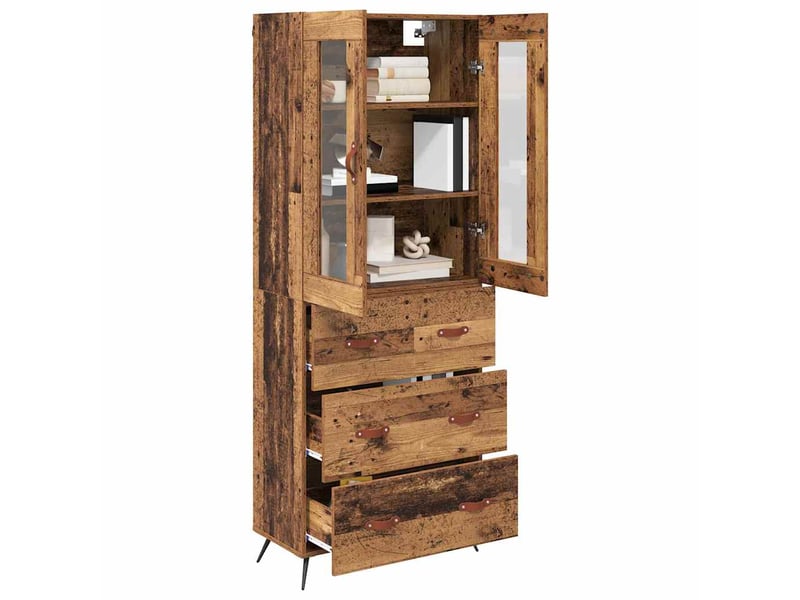  Buffet - bahut - meuble de rangement avec étagère 2 pc bois ancien 69,5 x 34 x 180 cm  - Conforama C