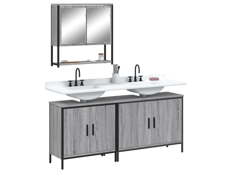  Ensemble de meubles de salle de bain 3 pcs sonoma gris cf63819  - Conforama B