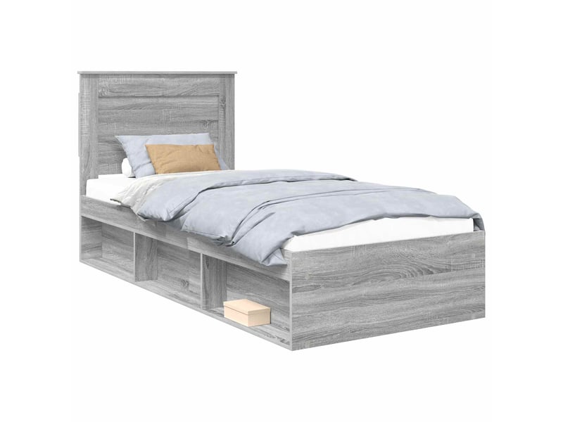  Lit simple- lit adulte -  cadre de lit gris sonoma 100 x 200 cm pin massif  - Conforama A