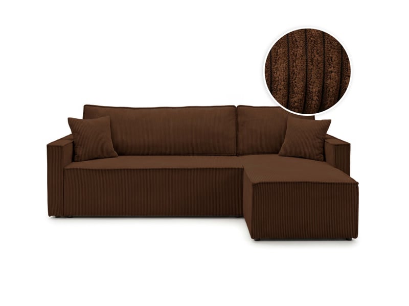 Farah - canapé d'angle reversible convertible 4 places accoudoirs slim velours cotelé  - Conforama A