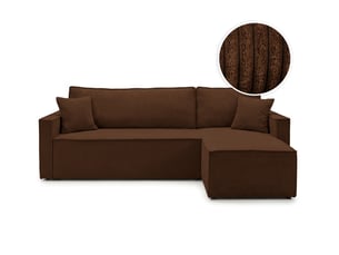 Canapé d'angle réversible convertible LOUNGITUDE FARAH 4 places Velours côtelé Marron