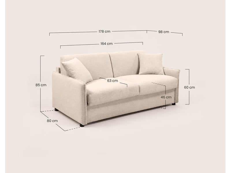  Adele - canapé lit 3 places convertible express couchage quotidien 140x190 cm matelas 18 cm en tissu texturé - best mobilier - gris anthracite ADELE - Conforama C