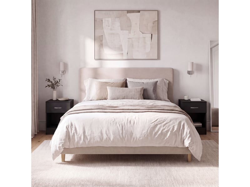  Table de chevet riano, commode de nuit, chambre, 47x40x36cm, set de 2, 1 tiroir, noir 3332392 - Conforama E