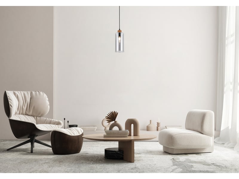  Italux naster suspension mince en bois noir  - Conforama D