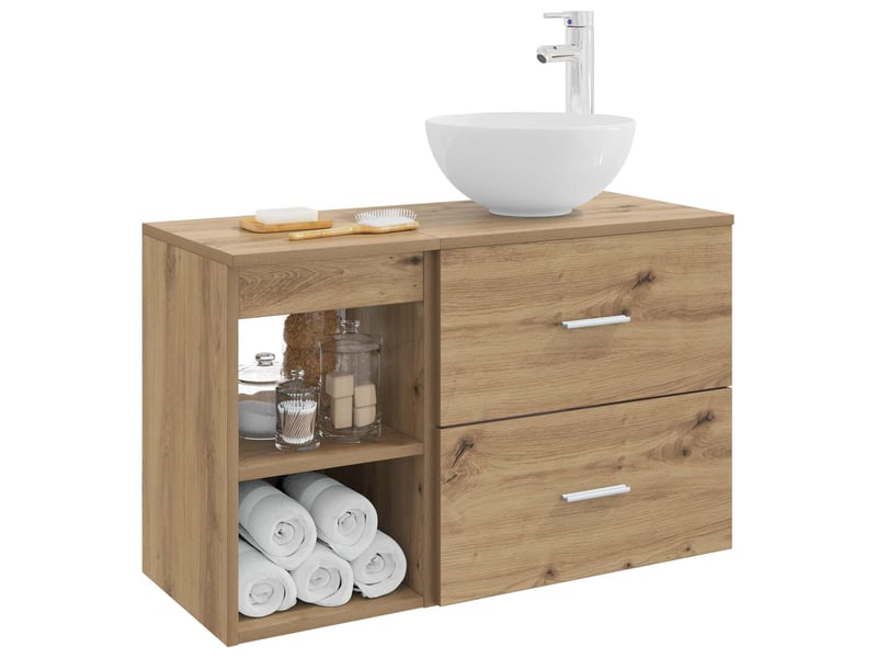  Ensemble de mobilier de salle de bain 2 pc chêne artisanal cf64054  - Conforama C