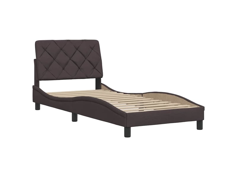  Lit adulte, lit simple, cadre de lit sans matelas marron foncé 80x200cm tissu cf14982  - Conforama D