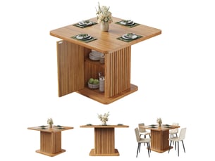 Table carrée effet bois foncé avec rangement intégré, 80 × 80 cm