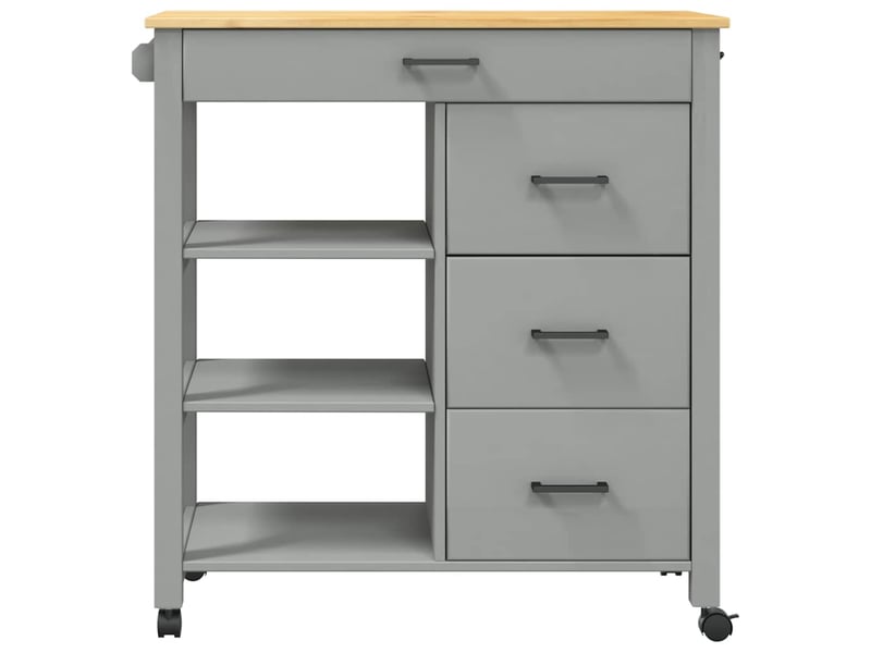  Desserte de cuisine, chariot de rangement 84x40x88,5 cm gris bois massif de pin shl42676  - Conforama E